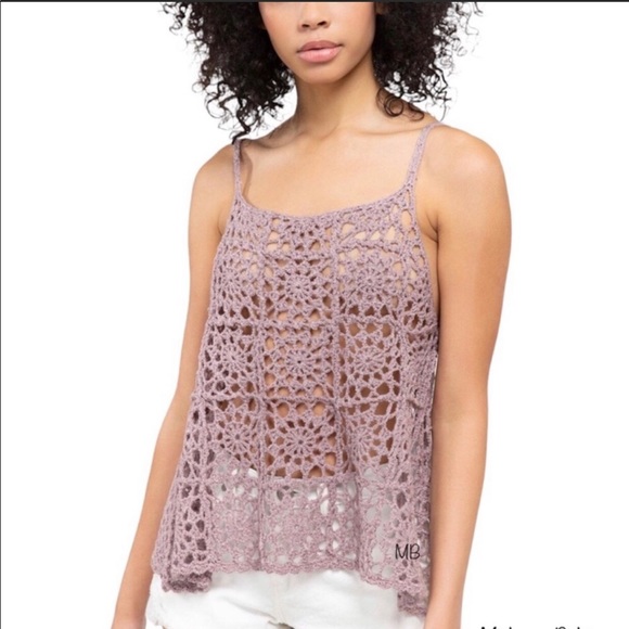 Purple Sleeveless Granny Square Crochet Tank Top - Picture 2 of 6